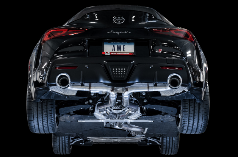 AWE Tuning 2020 Toyota Supra A90 Track Edition Exhaust - 5in Chrome Silver Tips - Image 6