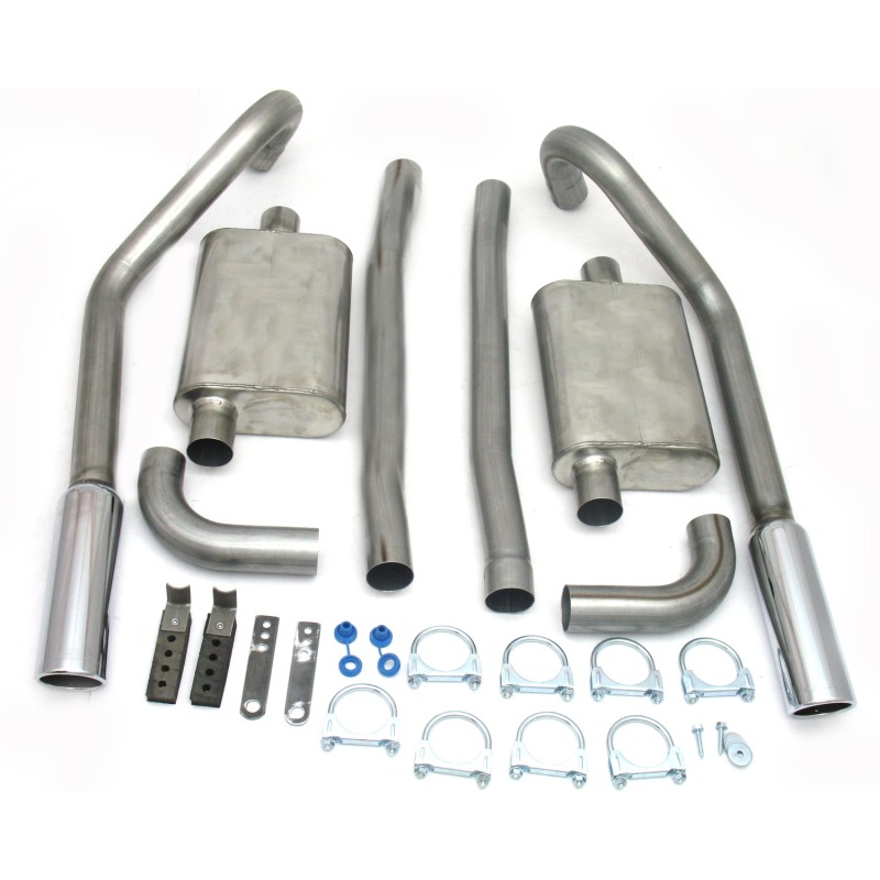 JBA 65-70 Ford Mustang 260-428 409SS Dual Turn Down Under Rear Valance Header Back Exhaust - Image 2