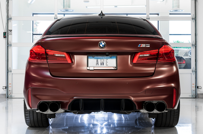 AWE Tuning 18-19 BMW M5 (F90) 4.4T AWD SwitchPath Axle-back Exhaust - Diamond Black Tips - Image 2