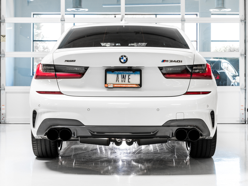 AWE Tuning 2019+ BMW M340i (G20) Resonated Touring Edition Exhaust - Quad Diamond Black Tips - Image 6