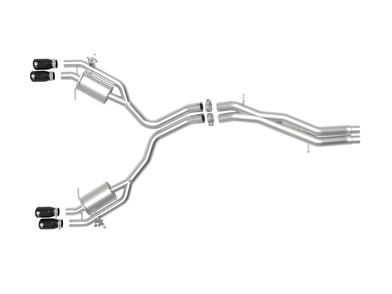 aFe 18-20 Audi RS5 Coupe MACH Force-Xp 3in to 2.5in 304 SS Axle-Back Exhaust System (Quad Black Tip) - Image 2