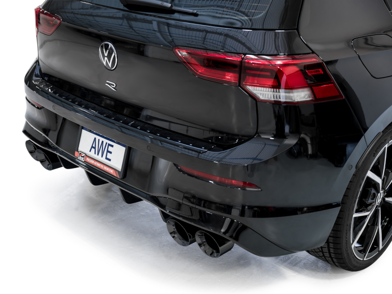 AWE MK8 Volkswagen Golf R 3in Touring Edition Quad Exhaust - Diamond Black Tips - Image 6