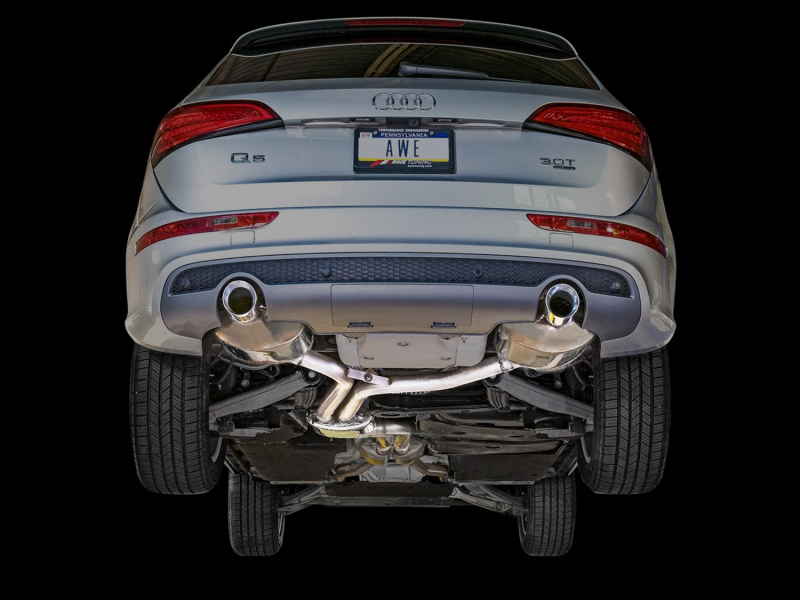 AWE Tuning Audi 8R Q5 3.0T Touring Edition Exhaust Dual Outlet Chrome Silver Tips - Image 2
