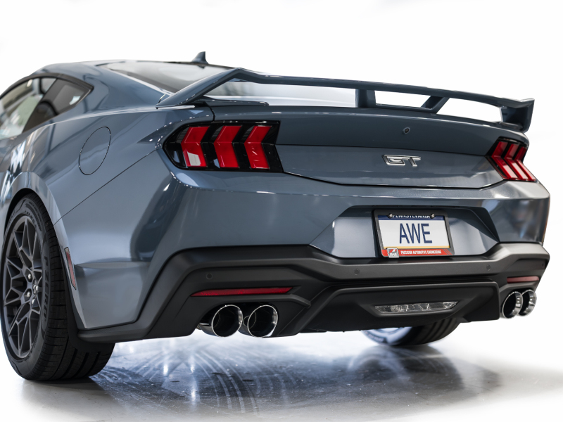 AWE 2024 Ford Mustang GT Fastback S650 RWD SwitchPath Catback Exhaust w/ Quad Chrome Silver Tips - Image 9