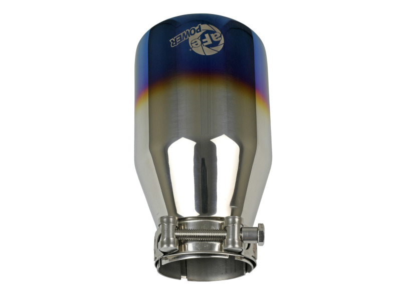 aFe Mach Force XP 304 Stainless Steel Clamp-On Exhaust Tip 2.5in Inlet / 4in Outlet - Blue Flame - Image 4