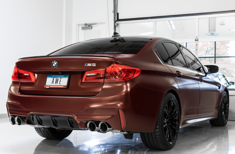 AWE Tuning 18-19 BMW M5 (F90) 4.4T AWD SwitchPath Axle-back Exhaust - Diamond Black Tips - Image 3