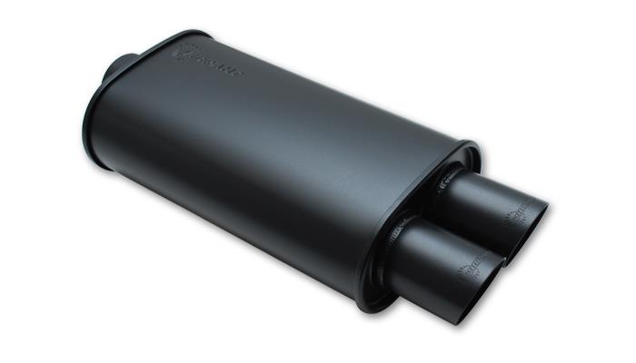 Vibrant StreetPower FLAT BLACK Oval Muffler with Dual 3in Outlets - 2.5in inlet I.D. - Image 5
