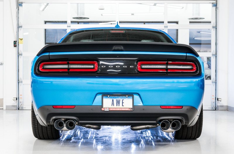 AWE Tuning 2015+ Dodge Challenger 6.4L/6.2L SC Track Edition Exhaust - Quad Chrome Silver Tips - Image 10