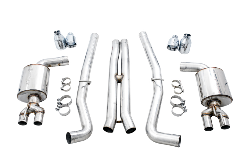 AWE Tuning 2015+ Dodge Challenger 6.4L/6.2L Non-Resonated Touring Edition Exhaust - Quad Silver Tips - Image 3