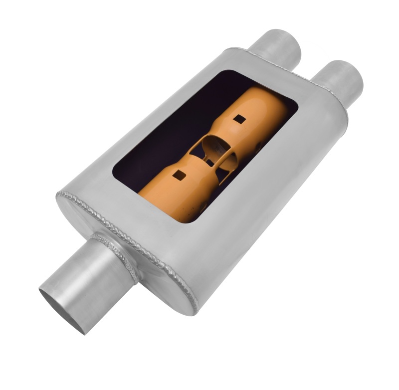 Gibson MWA Superflow Center/Dual Oval Muffler - 4x9x14in/3in Inlet/2.5in Outlet - Stainless - Image 2