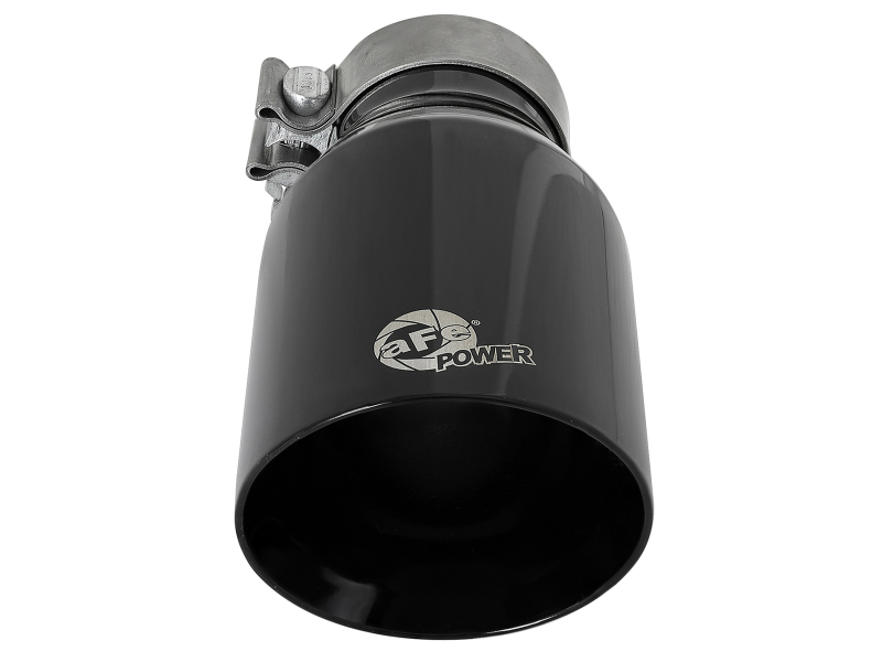 aFe MACH Force-Xp Univ 304 SS Double-Wall Clamp-On Exhaust Tip - Black - 3in Inlet - 4.5in Outlet - Image 3
