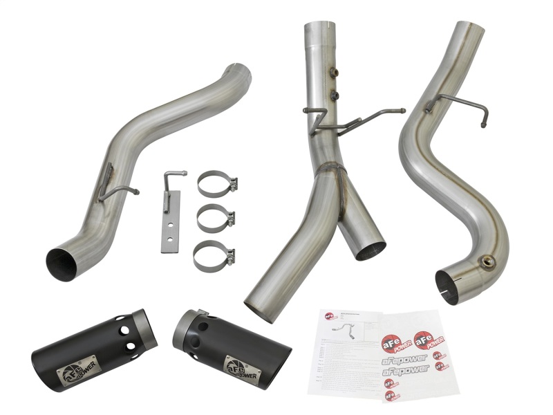 aFe ATLAS 4in DPF-Back Alum Steel Exhaust System w/Dual Exit Black Tip 2017 GM Duramax 6.6L (td) - Image 4