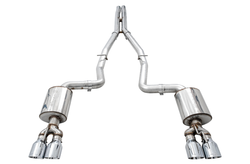 AWE Tuning 2017+ Challenger 5.7L Touring Edition Exhaust - Non-Resonated - Chrome Silver Quad Tips - Image 9