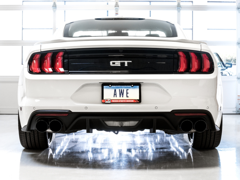 AWE Tuning 2018+ Ford Mustang GT (S550) Cat-back Exhaust - Touring Edition (Quad Diamond Black Tips) - Image 2