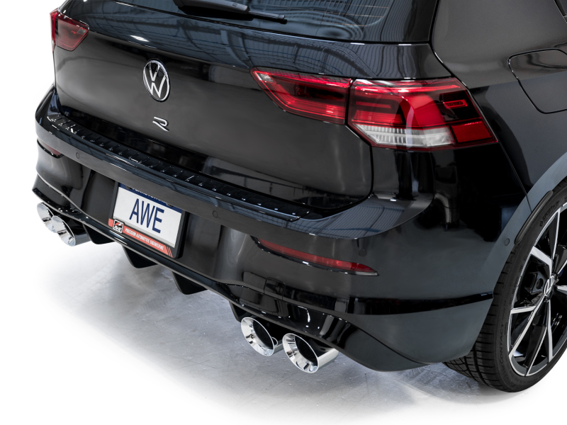 AWE MK8 Volkswagen Golf R 3in Touring Edition Quad Exhaust - Chrome Silver Tips - Image 6