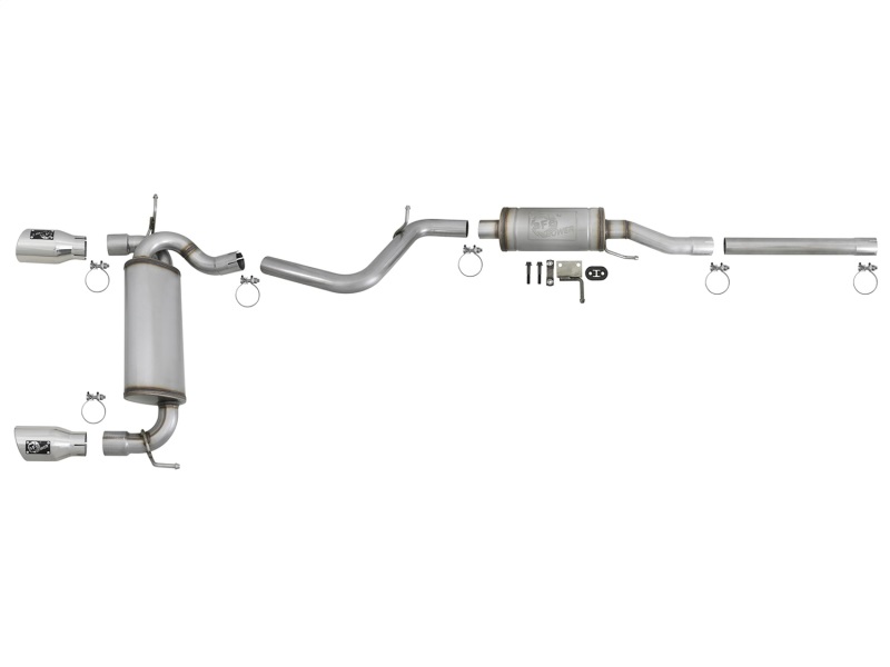 aFe Rebel Series 2.5in 409 SS Cat-Back Exhaust w/ Polished Tips 07+ Jeep Wrangler (JK) V6 3.6L/3.8L - Image 2