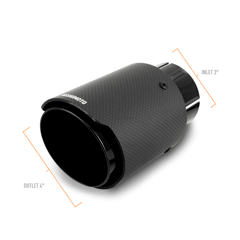 Mishimoto Carbon Fiber Muffler Tip 3in Inlet 4in Outlet Black - Image 6