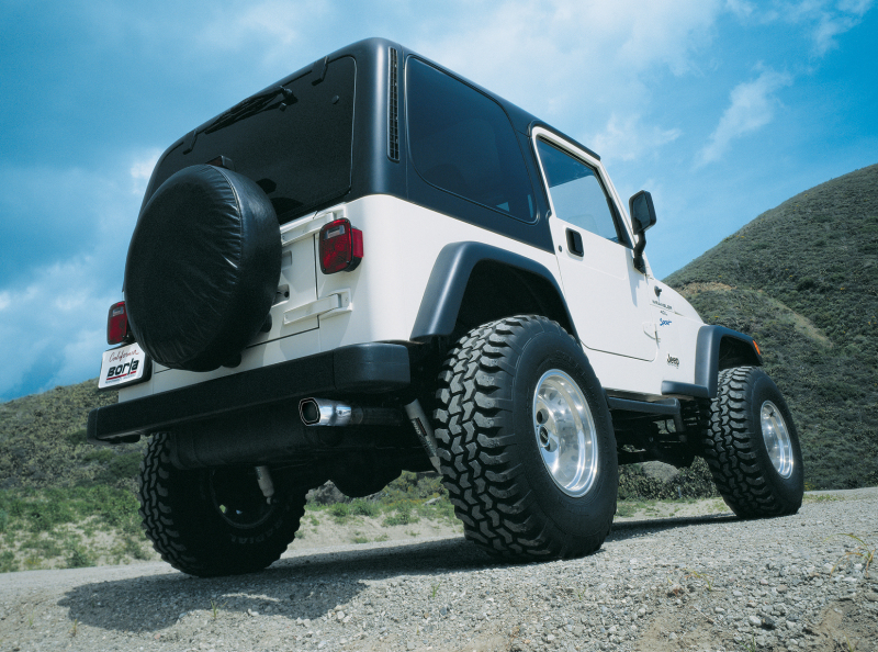 Borla 97-99 Jeep Wrangler 2.5/4.0L w/o Hitch Cat-Back 2.25in Single Sqr Angle Cut Phntm Rear - Image 3