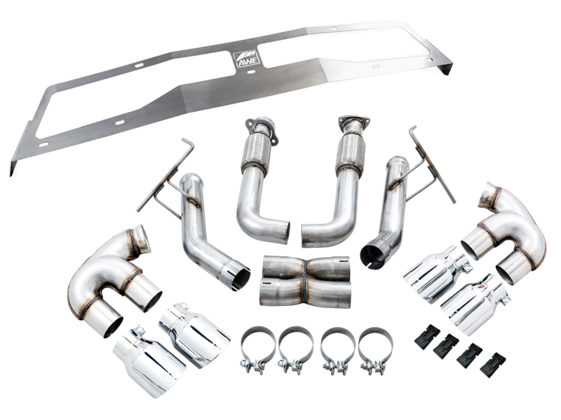 AWE Tuning 2020 Chevrolet Corvette (C8) Track Edition Exhaust - Quad Chrome Silver Tips - Image 6