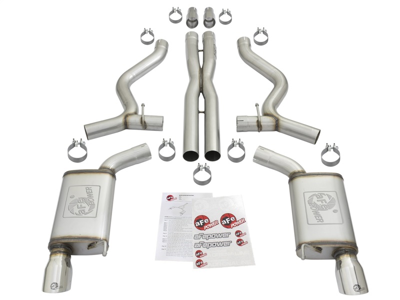 aFe MACHForce XP 3in 304 SS Cat-Back Exhausts w/ Polished Tips 15-17 Ford Mustang GT V8-5.0L/V6-3.7L - Image 3
