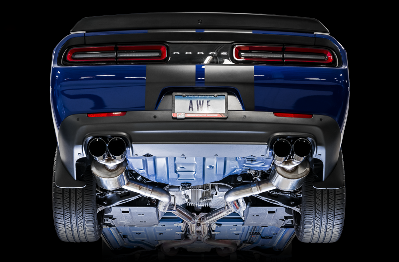 AWE Tuning 2017+ Challenger 5.7L Touring Edition Exhaust - Non-Resonated - Chrome Silver Quad Tips - Image 8