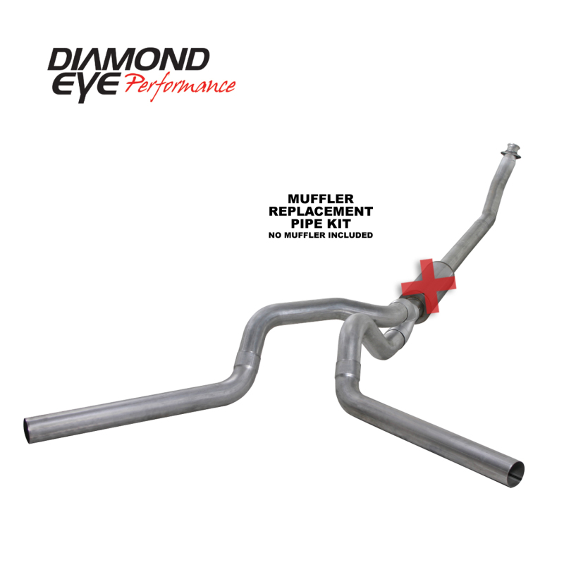 Diamond Eye KIT 4in Turbo Back MFLR RPLCMENT PIPE DUAL AL: 94-02 DODGE CUMMINS 5.9L - Image 5
