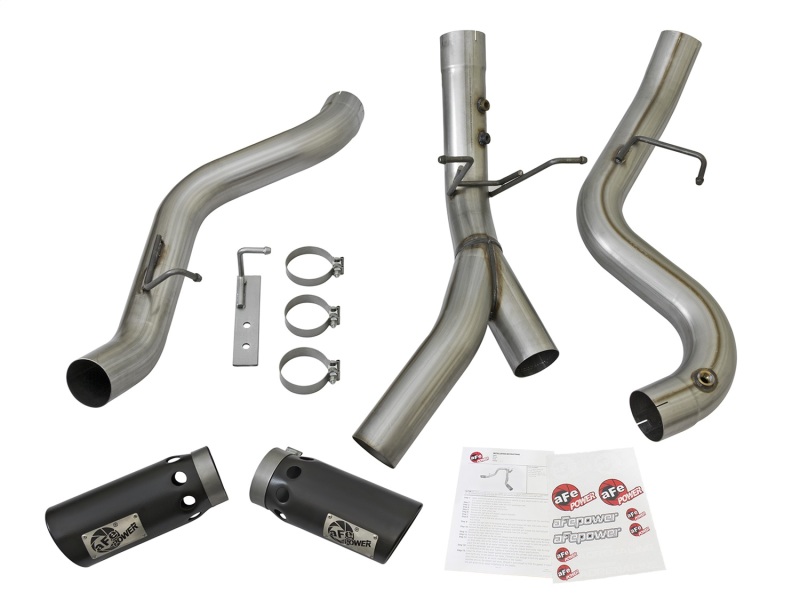 aFe LARGE BORE-HD 4in 409-SS DPF-Back Exhaust w/Dual Black Tips 2017 GM Duramax V8-6.6L (td) L5P - Image 6