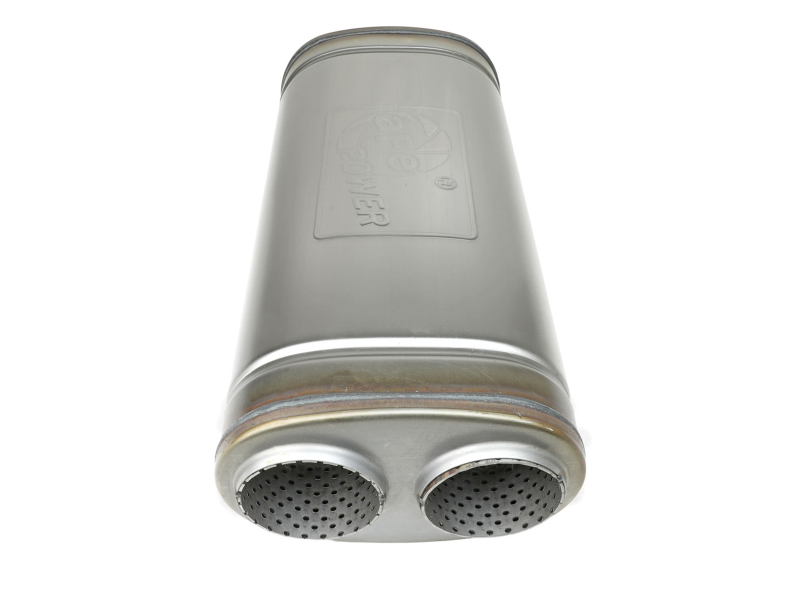 aFe MACH Force-Xp 409 SS Muffler 3in Dual Inlet/Dual Outlet 5in H x 8in W x 18in L - Oval Body - Image 4
