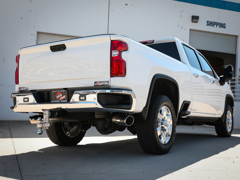 aFe Large Bore-HD 4in 409SS DPF-Back Exhaust System w/Polished Tips 20 GM Diesel Trucks V8-6.6L - Image 4