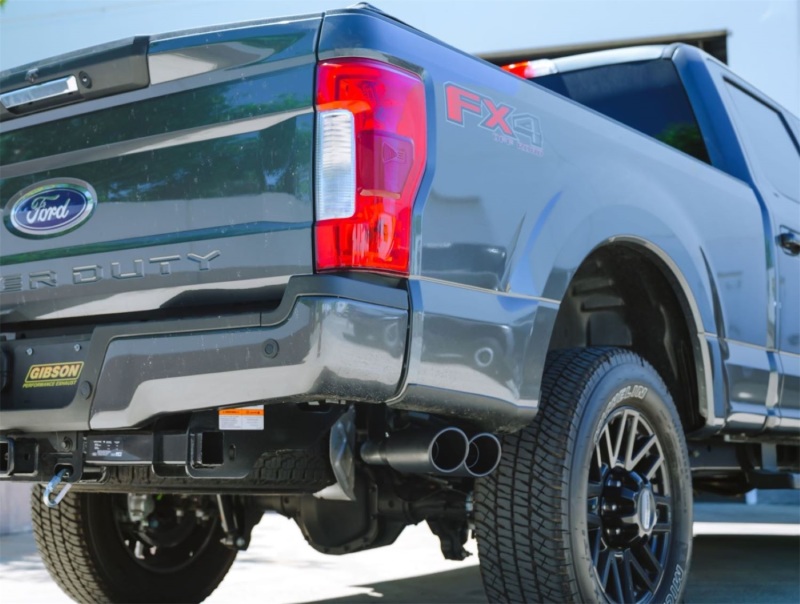 Gibson 20-21 Ford F250/F350 7.3L 3in Cat-Back Dual Sport Exhaust System Stainless - Black Elite - Image 2