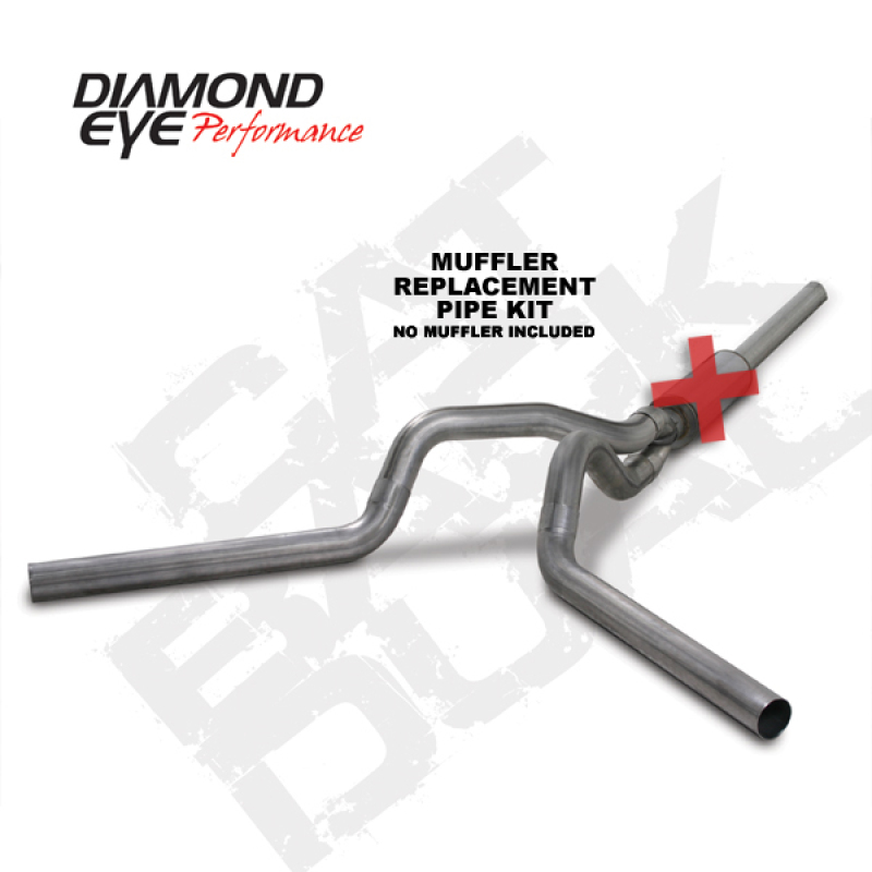 Diamond Eye KIT 4in Catback MFLR RPLCMENT PIPE DUAL SS: 2004.5-2007.5 DODGE CUMMINS 600 - Image 2