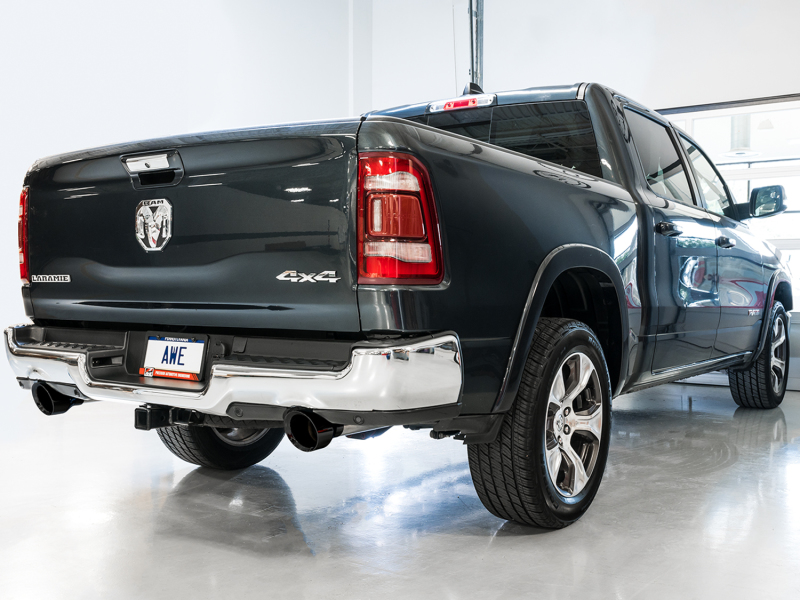 AWE Tuning 19-21 RAM 1500 5.7L (w/Cutouts) 0FG Dual Rear Exit Cat-Back Exhaust - Diamond Black Tips - Image 4