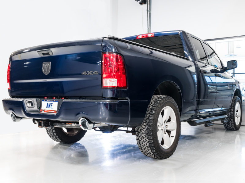 AWE Tuning 09-18 RAM 1500 5.7L (w/Cutouts) 0FG Dual Rear Exit Cat-Back Exhaust - Chrome Silver Tips - Image 3