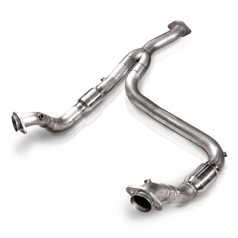 Stainless Works 2011-14 F-150 3.5L 3in Downpipe High-Flow Cats Y-Pipe Factory Connection - Image 2