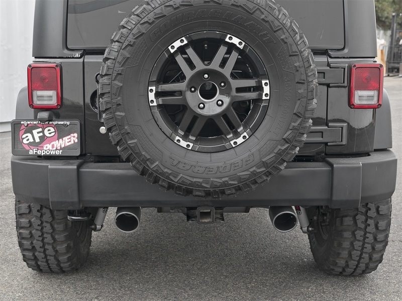 aFe Rebel Series 2.5in 409 SS Cat-Back Exhaust w/ Black Tips 2007+ Jeep Wrangler (JK) V6 3.6L/3.8L - Image 3