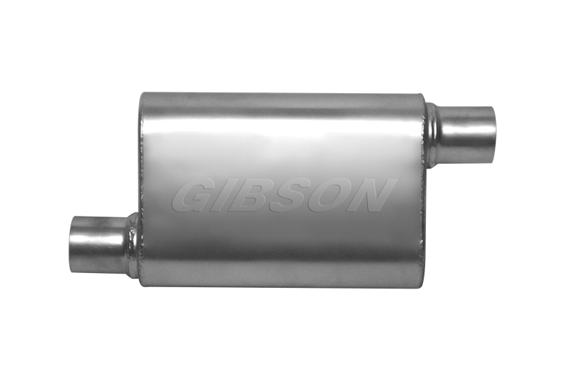 Gibson CFT Superflow Offset/Offset Oval Muffler - 4x9x13in/2.5in Inlet/2.5in Outlet - Stainless