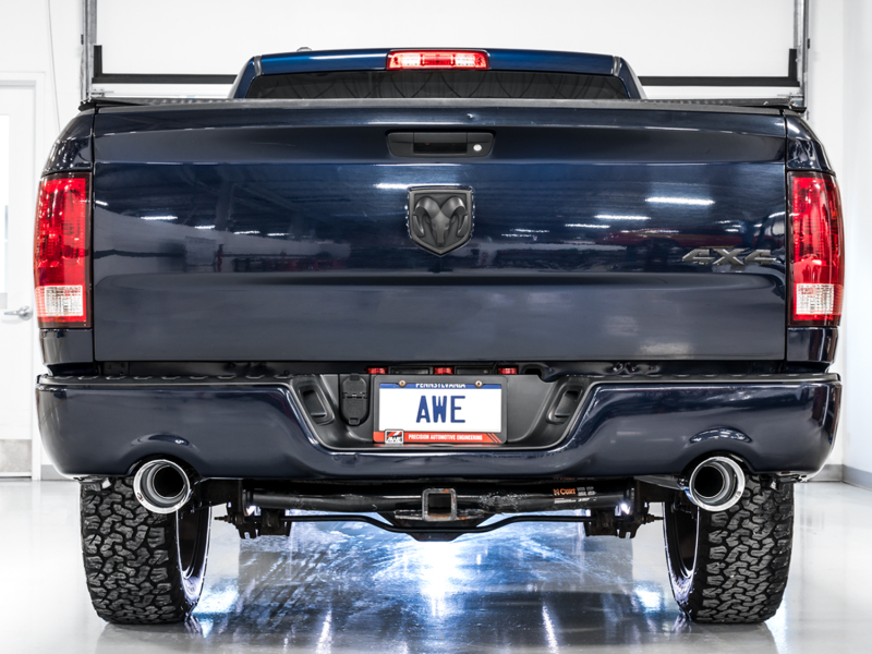 AWE Tuning 09-18 RAM 1500 5.7L (w/Cutouts) 0FG Dual Rear Exit Cat-Back Exhaust - Chrome Silver Tips - Image 4