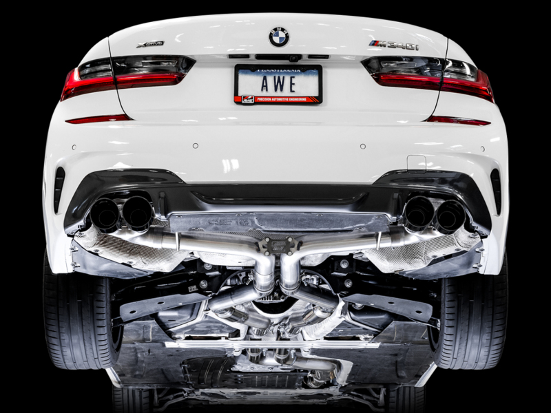 AWE Tuning 2019+ BMW M340i (G20) Track Edition Exhaust - Quad Diamond Black Tips - Image 2