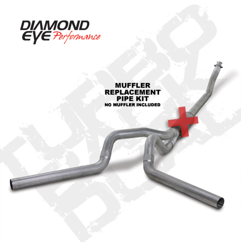 Diamond Eye KIT 4in Turbo Back MFLR RPLCMENT PIPE DUAL AL: 94-02 DODGE CUMMINS 5.9L - Image 3