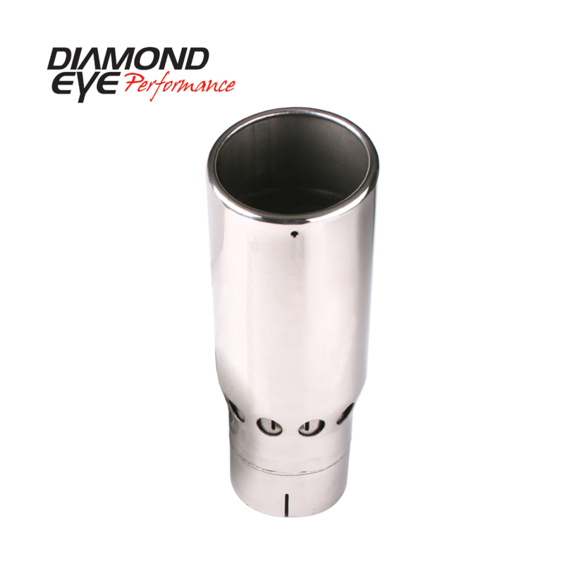 Diamond Eye TIP 5in INLET X 6in OUTLET VENTED/INTERCOOLER ROLLED ANGLE SLOTTED POLISHED SS 15 ANGLE - Image 2