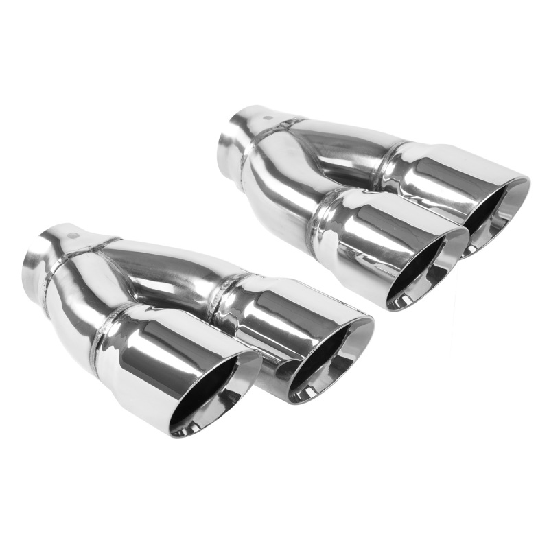 MagnaFlow Tip Stainless Double Wall Round Dual Outlet Polish 3in DIA 2.25in Inlet 9.75in Len (qty 2) - Image 2