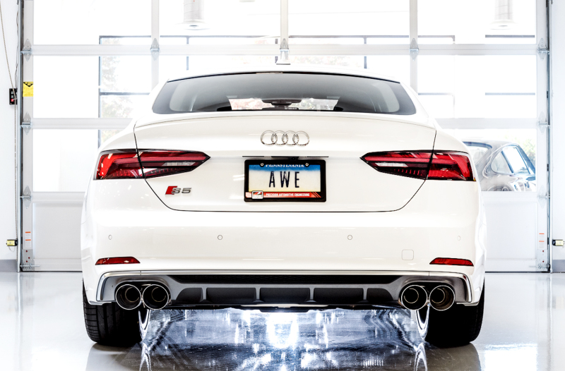 AWE Tuning Audi B9 S4 Track Edition Exhaust - Non-Resonated (Silver 102mm Tips) - Image 3