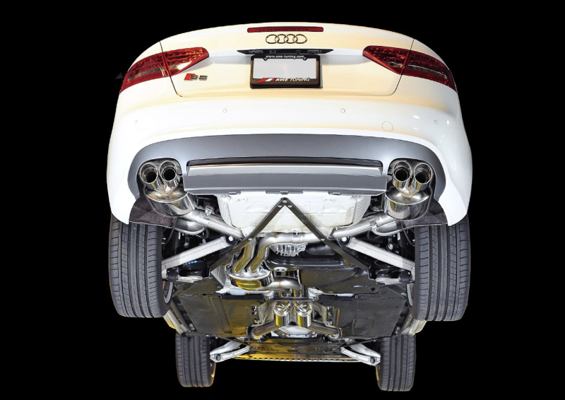 AWE Tuning Audi B8 / B8.5 S5 Cabrio Touring Edition Exhaust - Non-Resonated - Chrome Silver Tips - Image 2