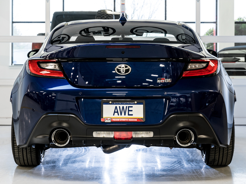 AWE Subaru BRZ/ Toyota GR86/ Toyota 86 Touring Edition Cat-Back Exhaust- Chrome Silver Tips - Image 2