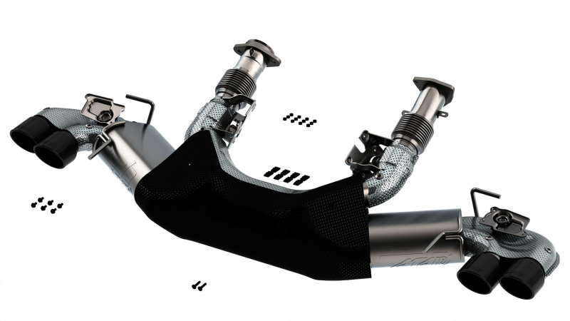 Borla 2020 Chevrolet Corvette C8 6.2 ATAK 3in Exhaust System Dual Round Rolled A/C Black Chrome Tips - Image 2