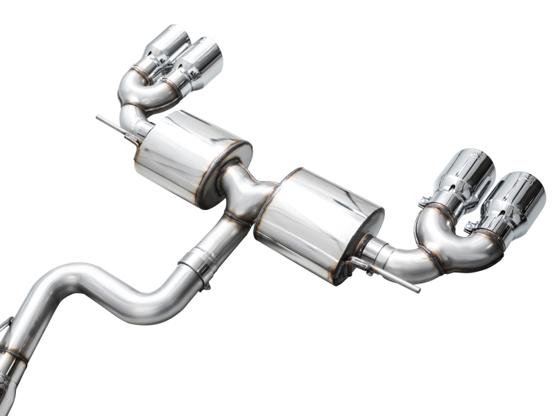 AWE MK8 Volkswagen Golf R 3in Touring Edition Quad Exhaust - Chrome Silver Tips - Image 9