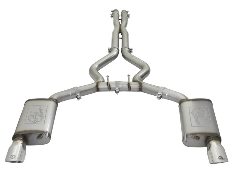 aFe MACHForce XP 3in 304 SS Cat-Back Exhausts w/ Polished Tips 15-17 Ford Mustang GT V8-5.0L/V6-3.7L - Image 2