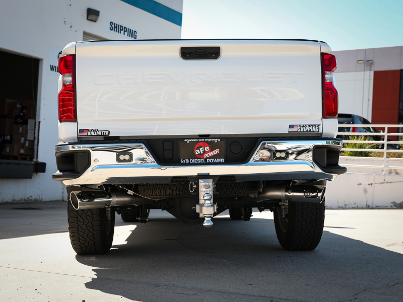 aFe Large Bore-HD 4in 409SS DPF-Back Exhaust System w/Polished Tips 20 GM Diesel Trucks V8-6.6L - Image 5