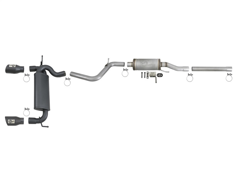 aFe Rebel Series 2.5in 409 SS Cat-Back Exhaust w/ Black Tips 2007+ Jeep Wrangler (JK) V6 3.6L/3.8L - Image 5