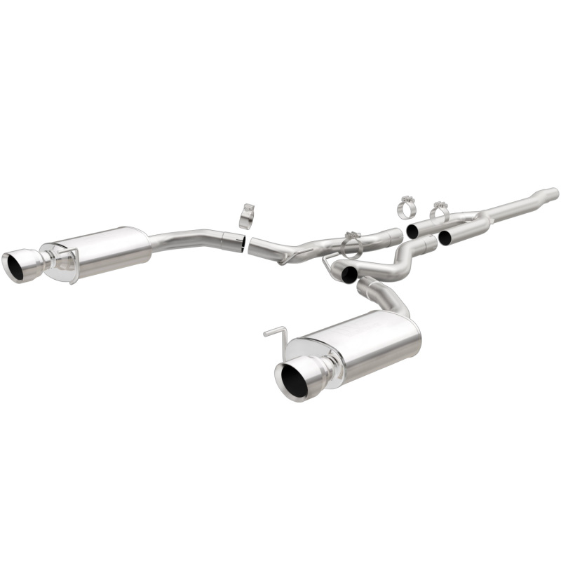 MagnaFlow Cat Back, SS, 2.5in, Street, Dual Split Polished 4.5in Tips 2015 Ford Mustang Ecoboost - Image 2